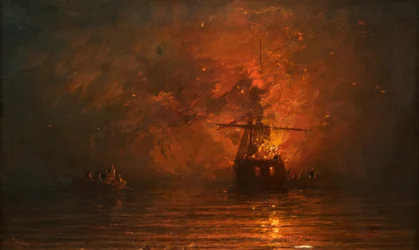 Schiff in Flammen, 1873